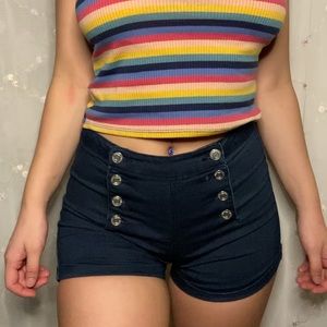 8 Button Rue21 Dark Wash High Waisted Jean Shorts